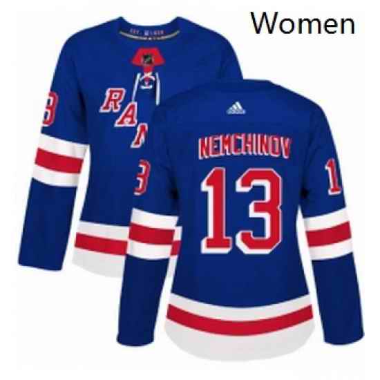 Womens Adidas New York Rangers 13 Sergei Nemchinov Authentic Royal Blue Home NHL Jersey